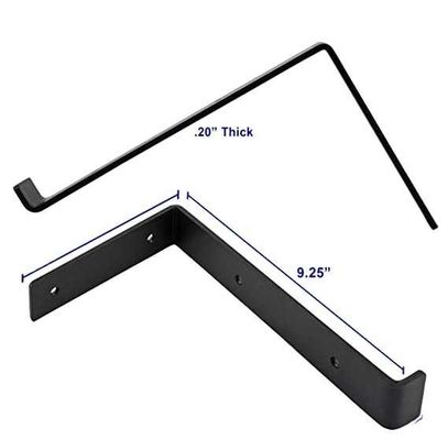 Carga pesada 5 6 7 8 9 pulgadas de revestimiento en polvo negro soporte de metal L soportes flotantes de estantería de pared