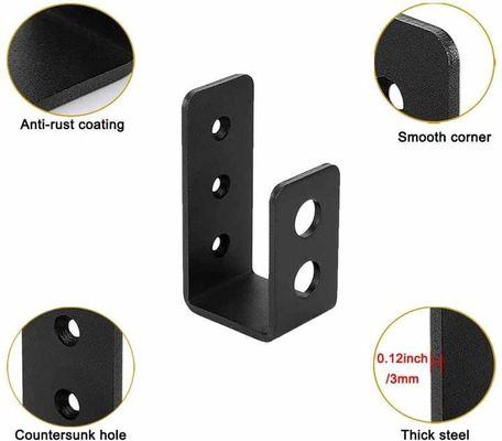OEM Custom Black Powder Coated Estampado Metal U forma de puertas de barricada soportes