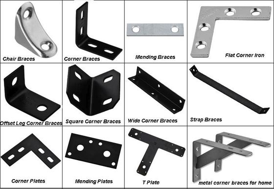 Bracket de ángulo en forma de L de un solo lado de costumbre Acero metálico galvanizado para la construcción de madera Bracket de pared