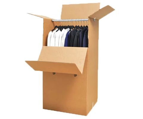 Custom Removable Hanging Rod Suitable for Hanging Clothes Cardboard Wardrobe Moving Box