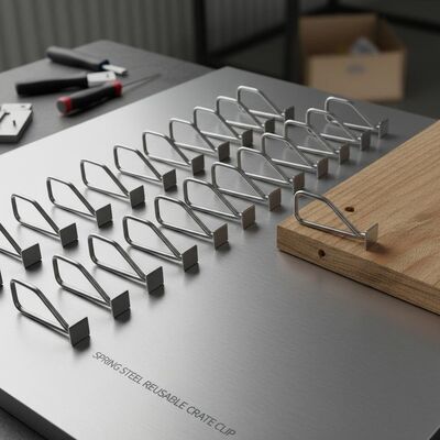 Clip de caja en forma de V de acero inoxidable reutilizable con tamaño personalizado para retención de somier de madera
